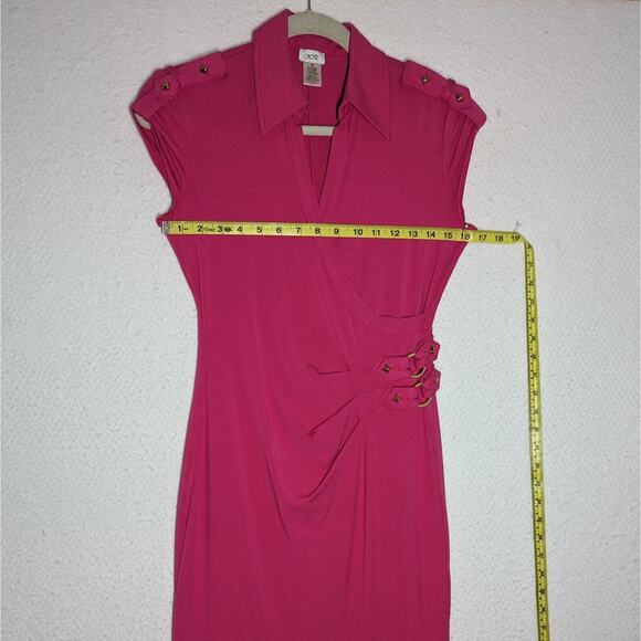 Vtg Cache Bodycon Dress Womens Sz Medium Hot Pink Barbiecore Stretch USA Rare - Picture 5 of 9